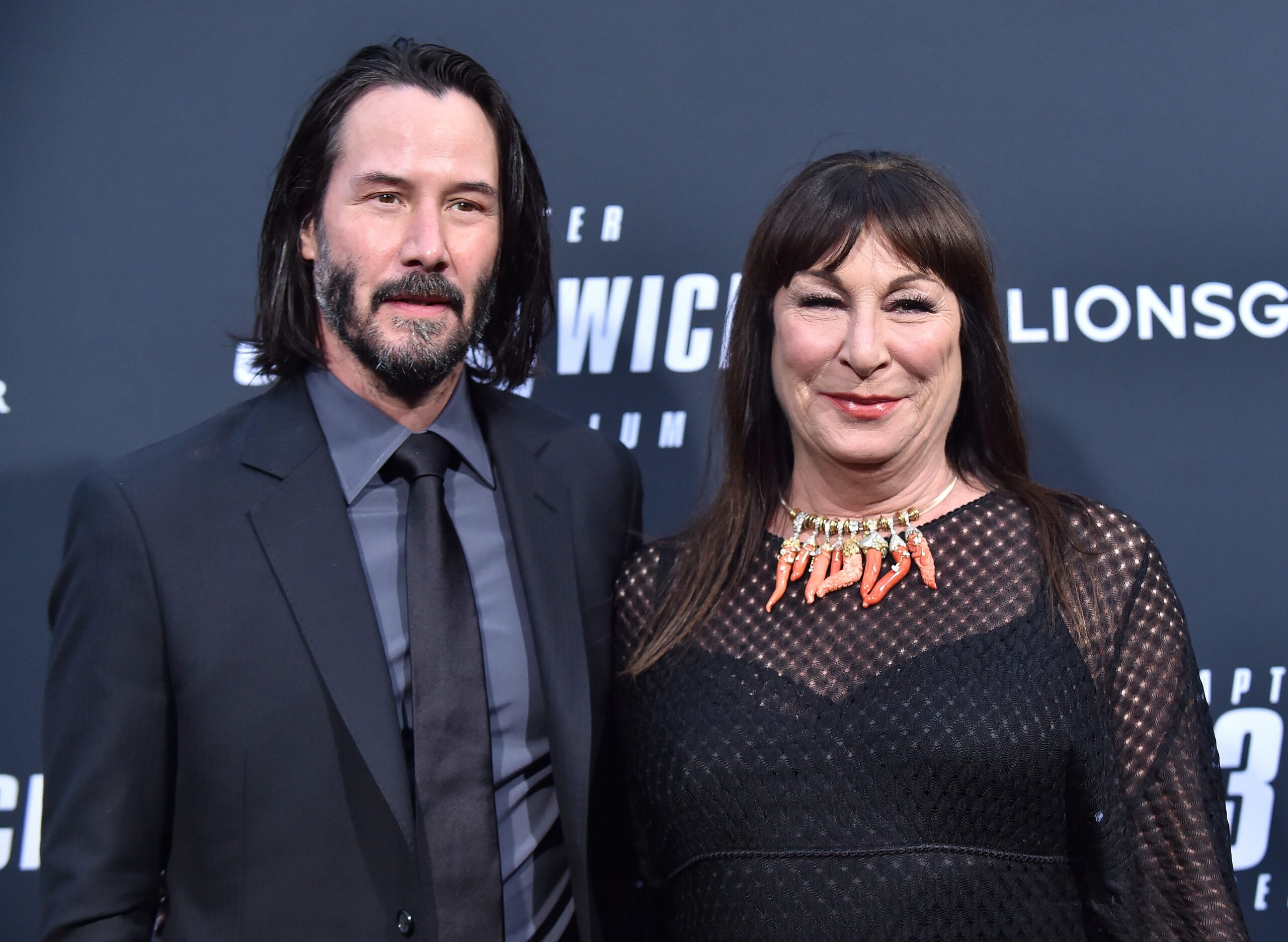 Anjelica Huston with Keanu Reeves at John Wick: Chapter 3 - Parabellum' L.A. Special Screening