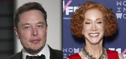 Portraits of Elon Musk and Kathy Griffin