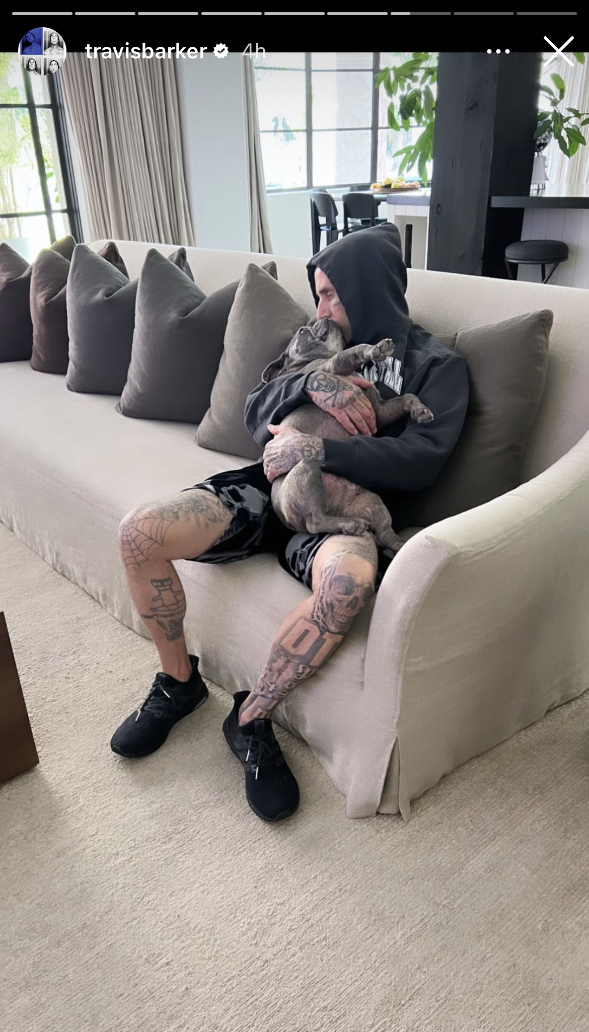 Travis Barker's post on his Instagram story