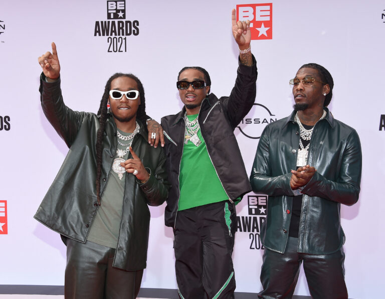 Takeoff, Offset and Quavo from Migos arriving to the Nickelodeon's Kids' Choice Awards 2019