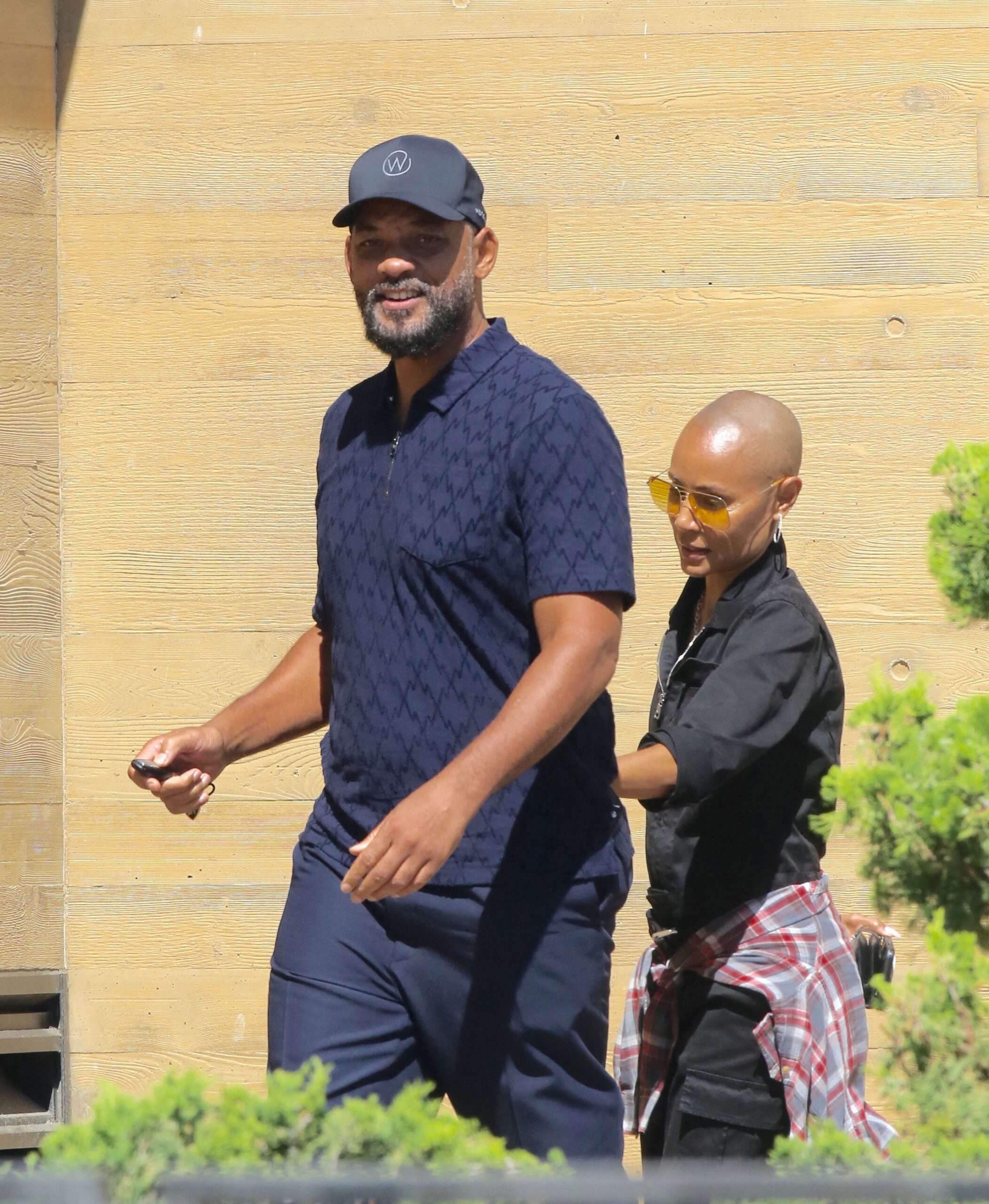 Will Smith and Jada Pinkett Smith are seen leaving Nobu restaurant