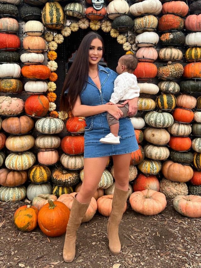 Maralee Nichols and son Theo enjoy Halloween