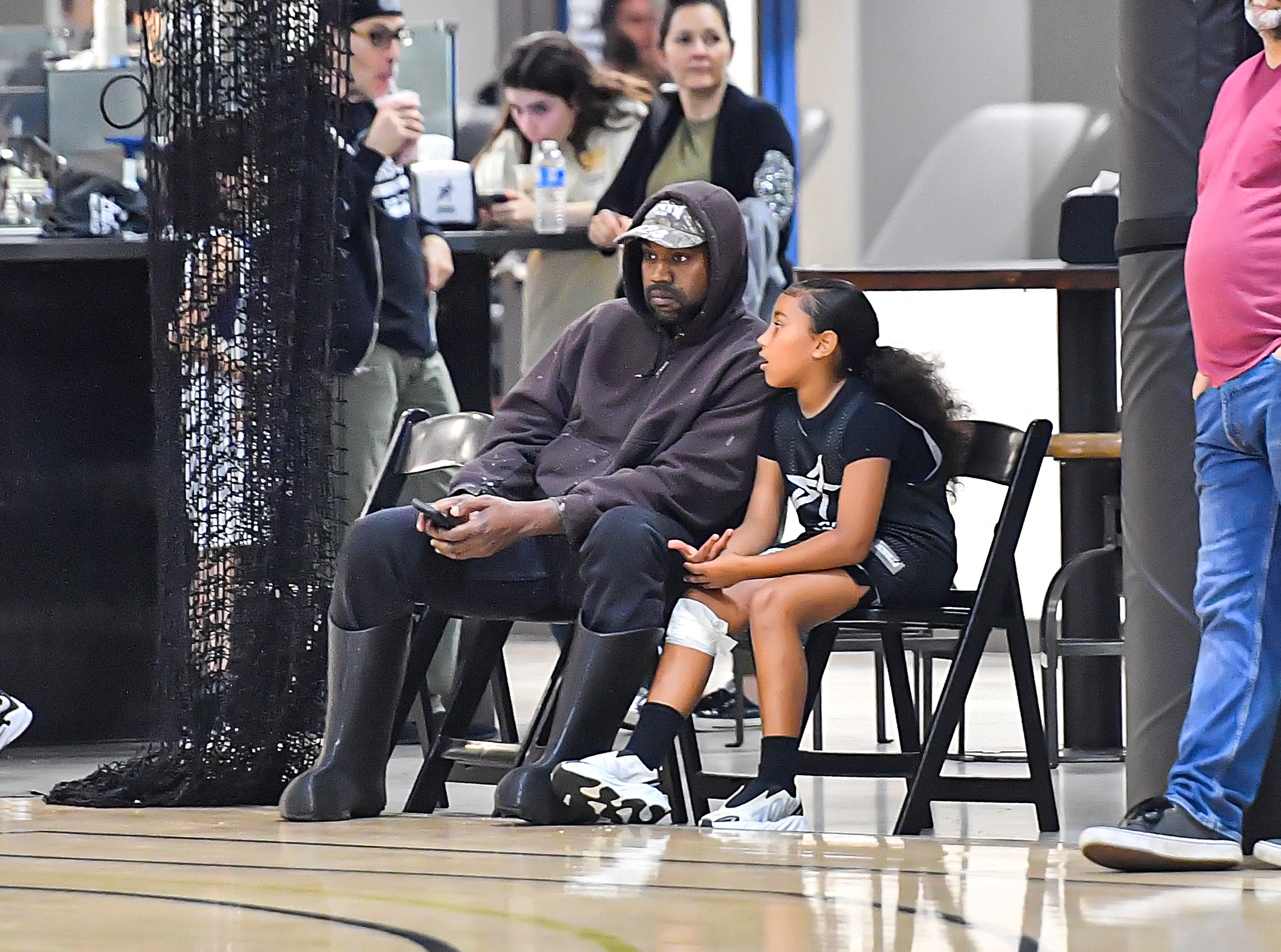 Kanye West amp Daughter North West Sit Court side At Her Basketball Game In Thousand Oaks CA