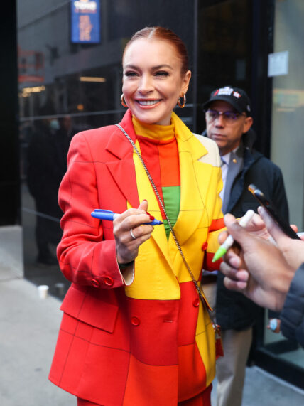Lindsay Lohan is seen arriving at apos Good Morning America apos Show in New York City