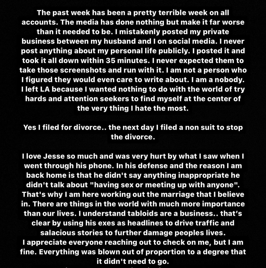 Bonnie Rotten issues statement about filing for divorce from Jesse James