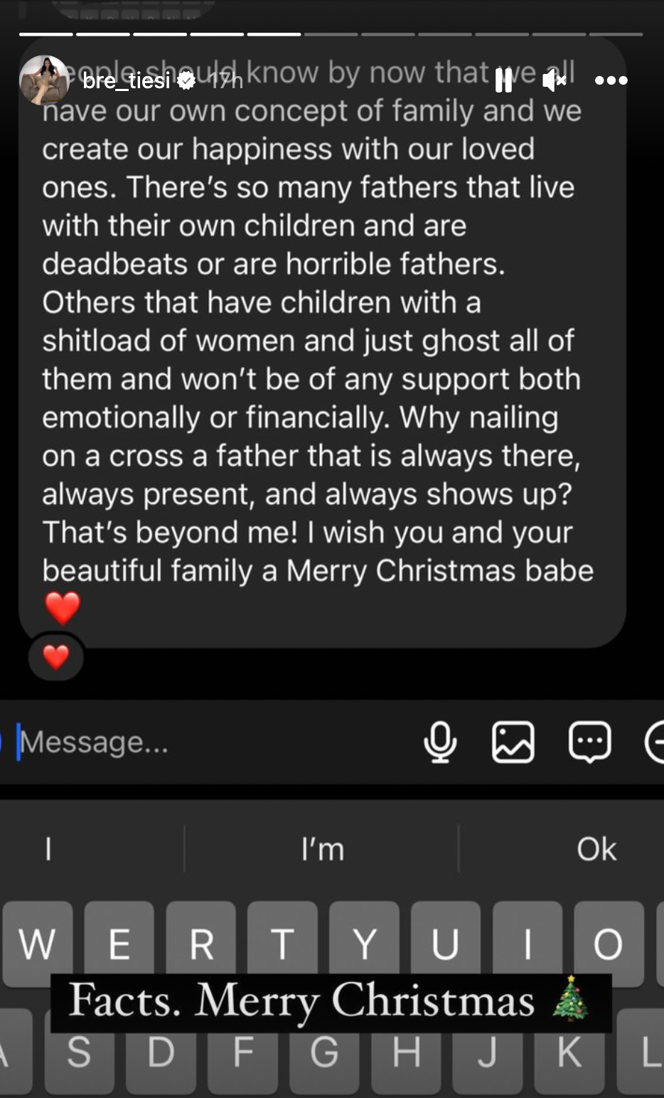 Bre Tiesi's post on her Instagram story