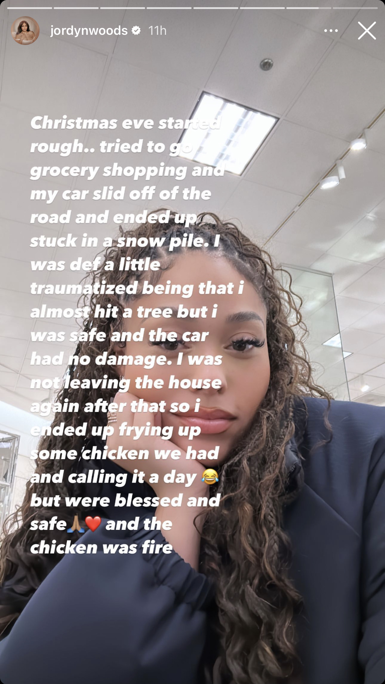 Jordyn Woods' post on her Instagram story