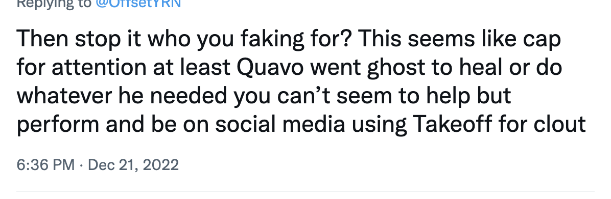 Offset Post Emotional Message About Takeoff, Followers Slam His Grief As 'Fake'