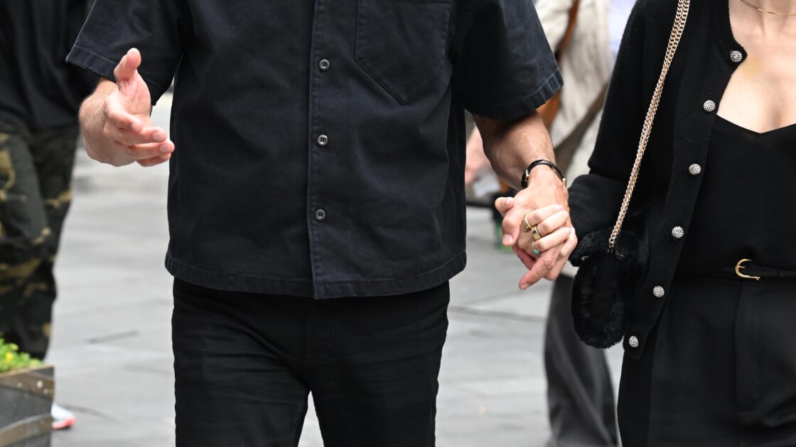 Jeff Goldblum and Emilie Livingston arriving at Global Radio