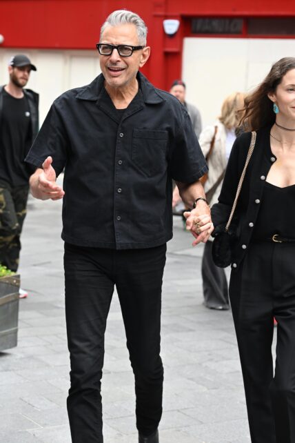 Jeff Goldblum and Emilie Livingston arriving at Global Radio