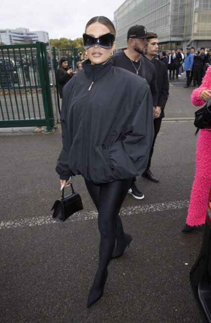 Khloe Kardashian shows off her striking figure in Balenciaga while in Paris