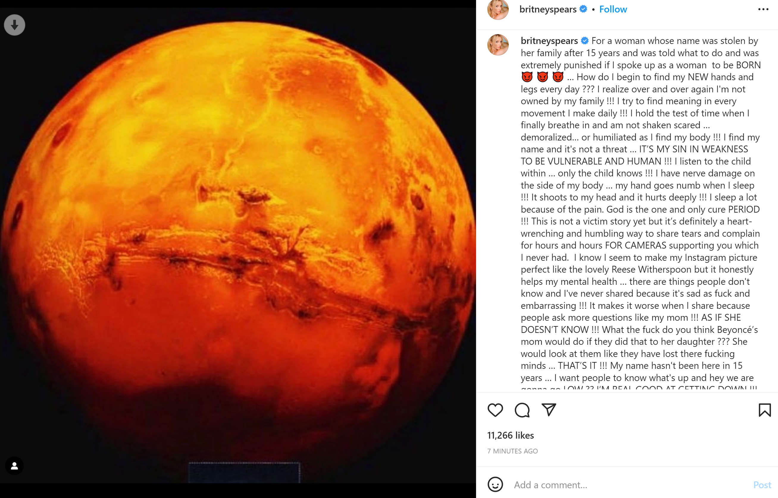 Britney Spears claims social media helps her mental health