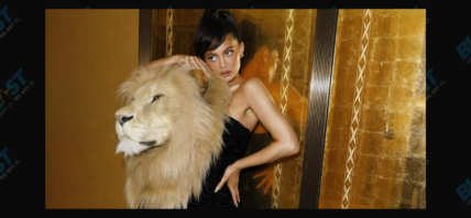 Kylie Jenner wearing lion head