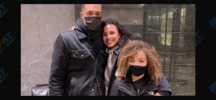 Marilee Fiebig with TJ Holmes & daughter