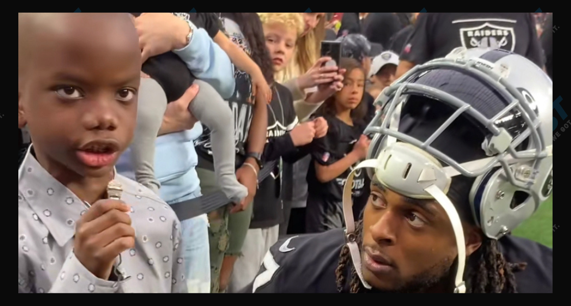 Davante Adams being interviewed by 10 year old Jeremiah Fennell