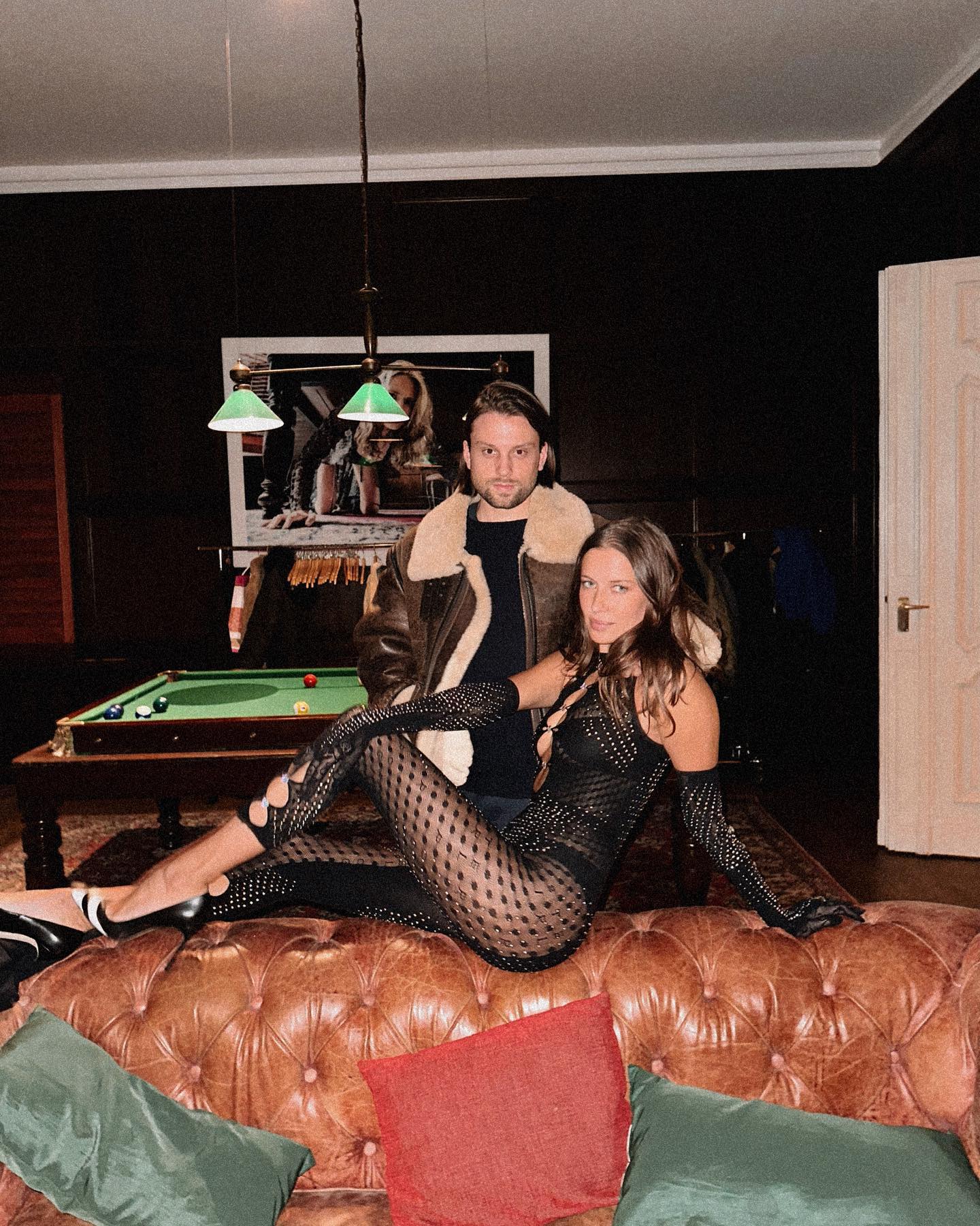 Nicole Poturalski celebrates her 30th birthday in a sheer black dress