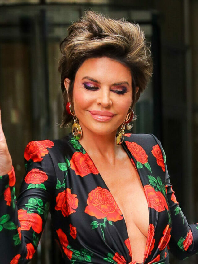 Lisa Rinna wore a rose-print YSL catsuit as leaving her hotel in New York City