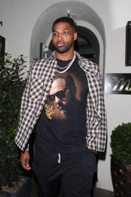 Tristan Thompson is seen leaving Madeo restaurant after having dinner with friends