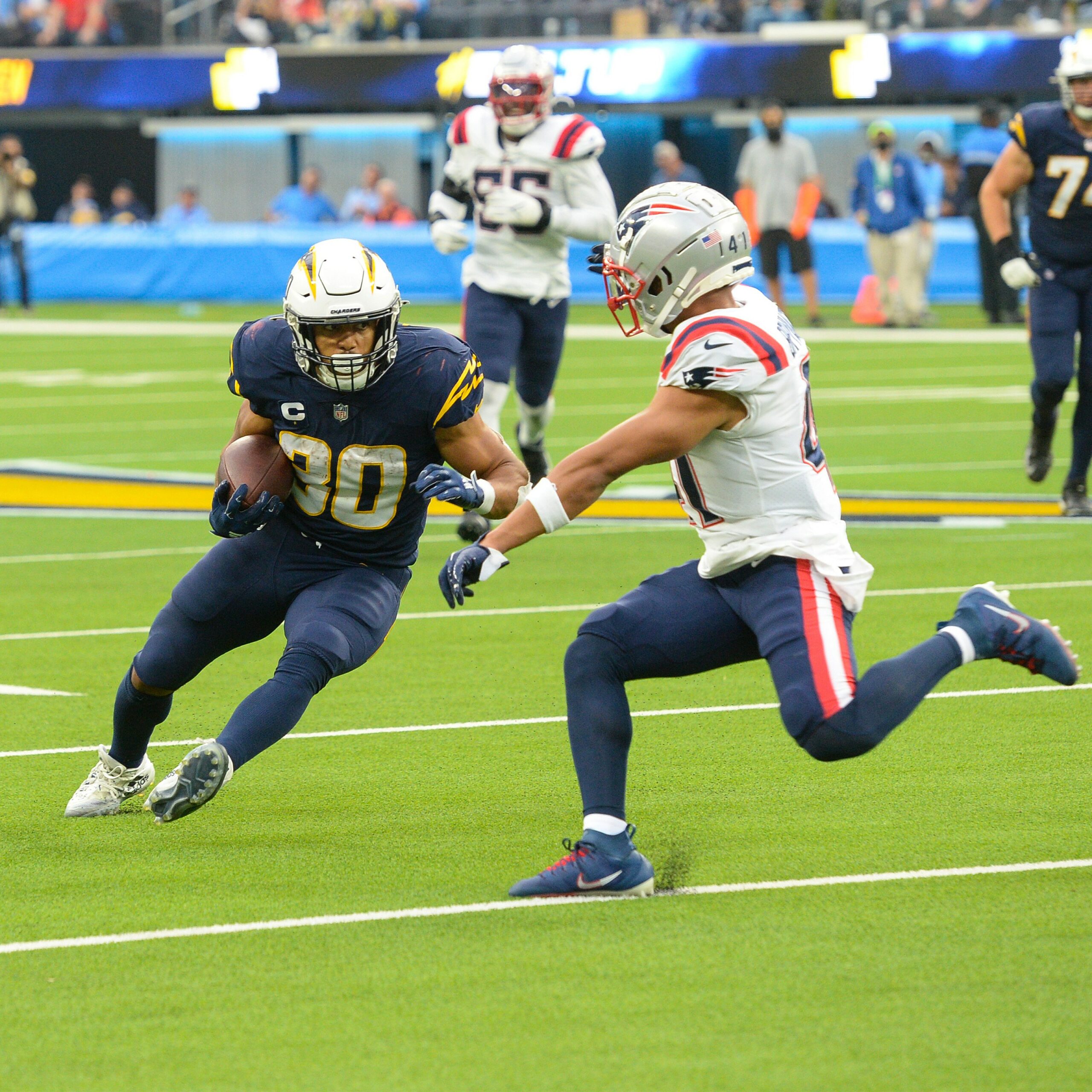 Celebrities at the Los Angeles Chargers vs New England Patriots