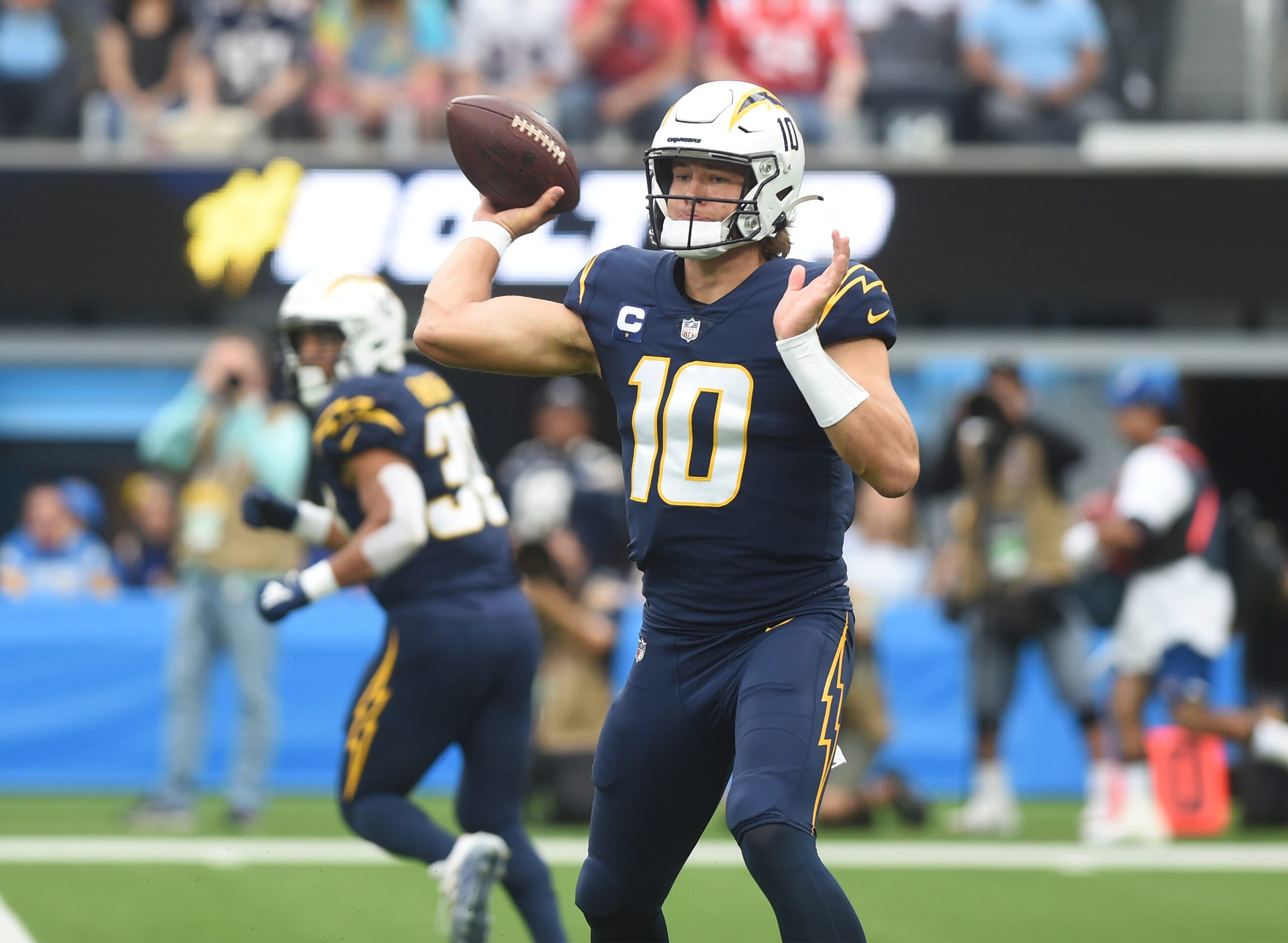 Celebrities at the Los Angeles Chargers vs New England Patriots