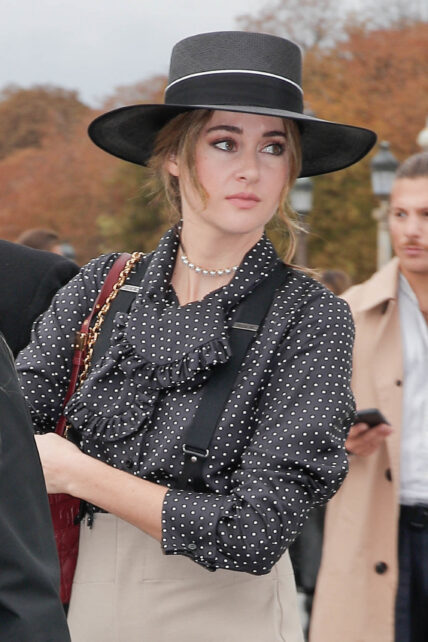 Shailene Woodley arriving at Dior show during Paris Fashion Week
