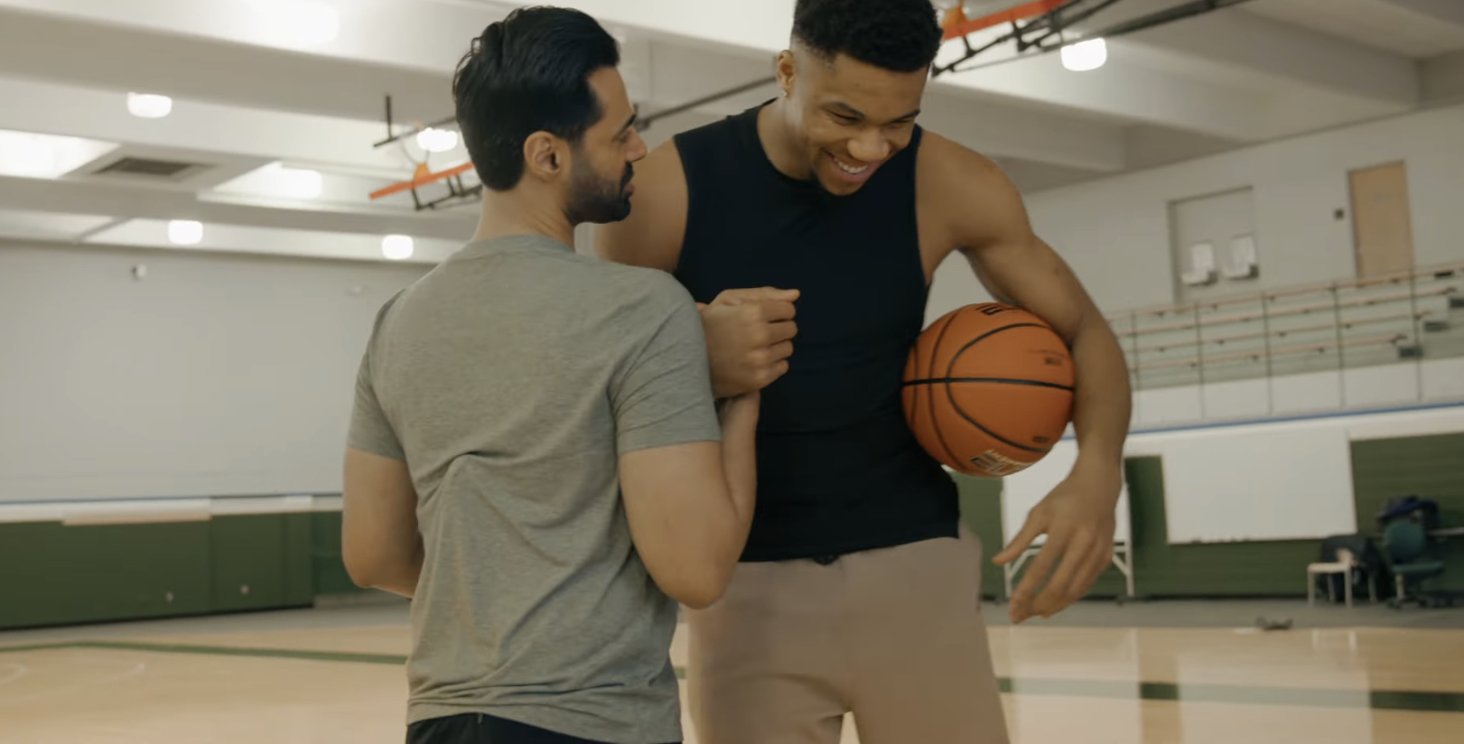 Giannis Antetokounmpo and Hasan Minhaj