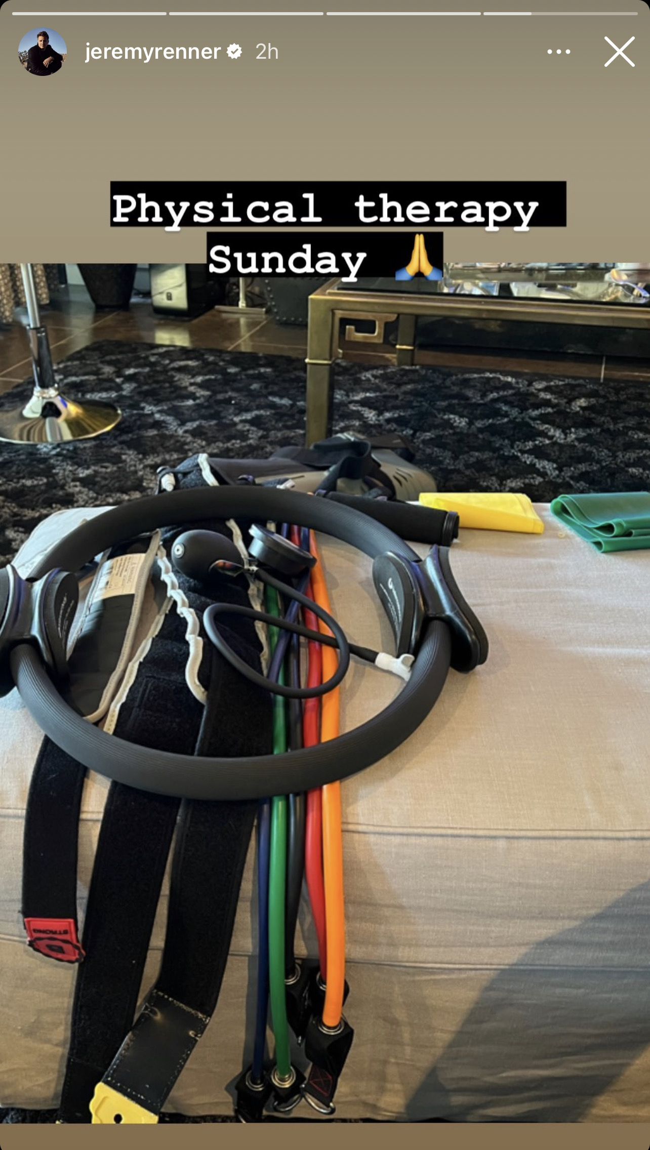 Jeremy Renner Keeps Up With Snowplow Accident Recovery In Physical Therapy