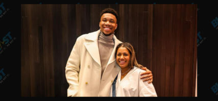 Giannis Antetokounmpo and Mariah Riddlesprigger