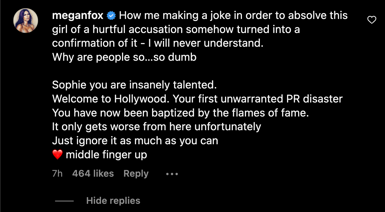 Megan Fox shows support for Sophie Llyod