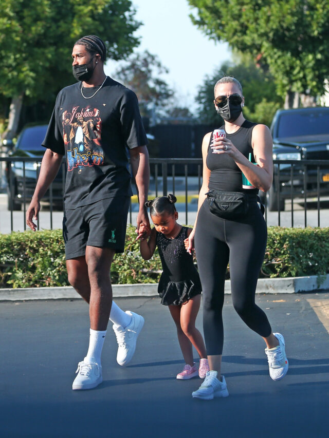 Khloe Kardashian and Tristan Thompson take their daughter True to her dance class