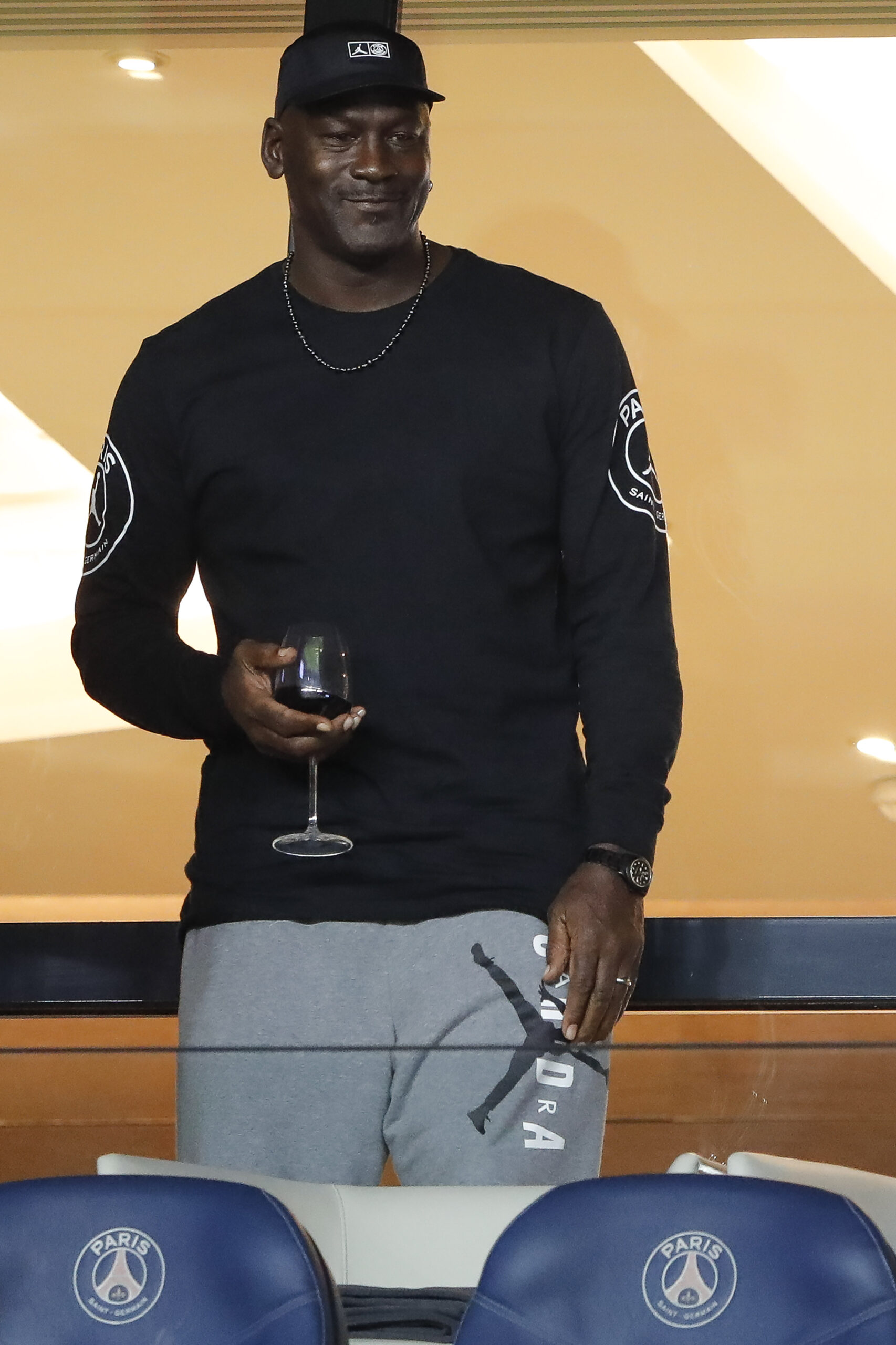 US former basket legend Michael Jeffrey Jordan attends the French L1 football match between Paris Saint Germain