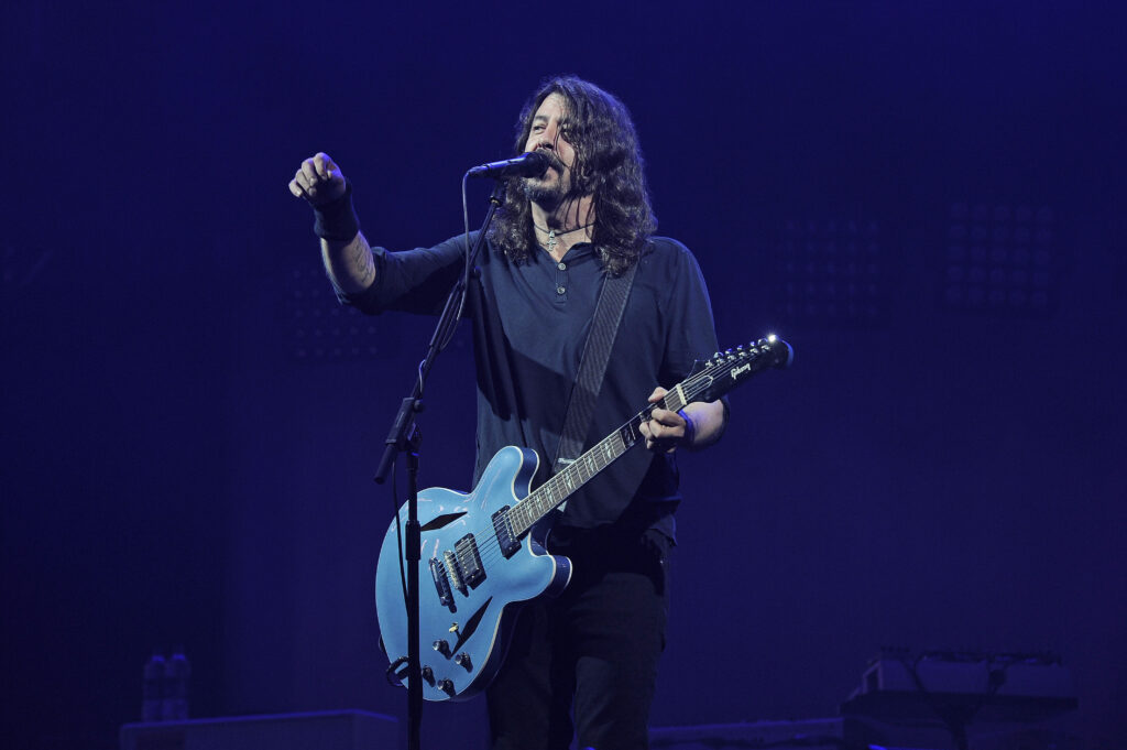 Foo Fighters performing at Glastonbury Festival