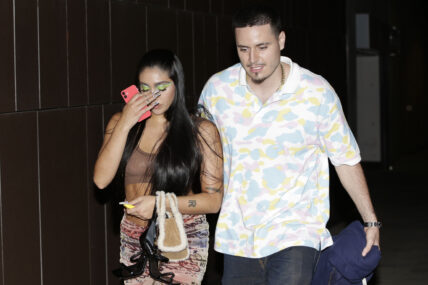 Lourdes Maria Ciccone Leon leaves the Versace fashion show with her boyfriend during the Milan Fashion Week