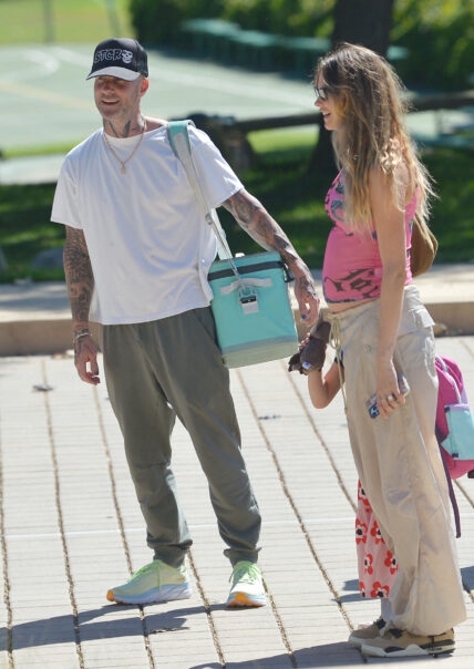 Adam Levine and pregnant wife Behati Prinsloo are seen out in Santa Barbara after a 23 year old model claimed she had an affair with the singer and other women come forward claiming he sent flirty messages