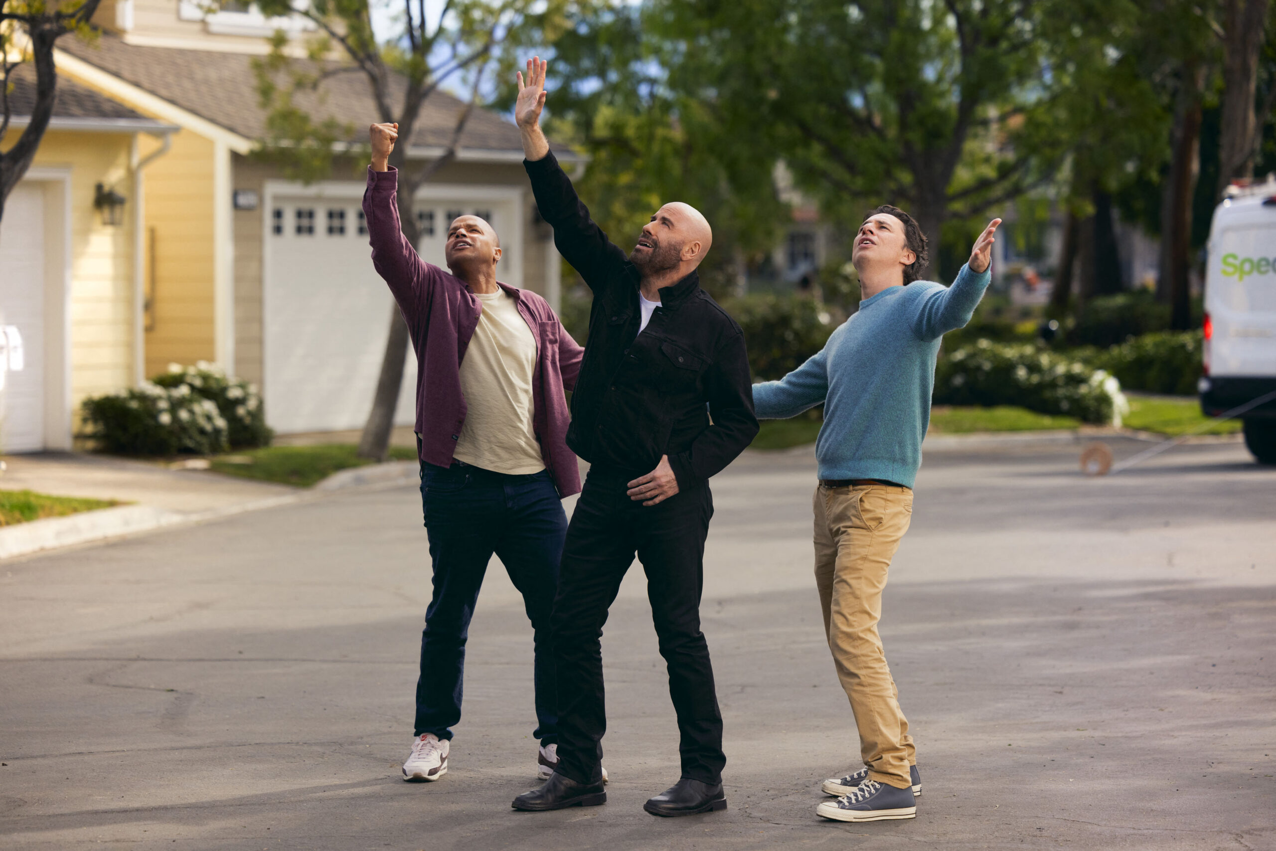 John Travolta spoofs Grease song Summer Nights in T-Mobile Super Bowl ad with Zach Braff and Donald Faison