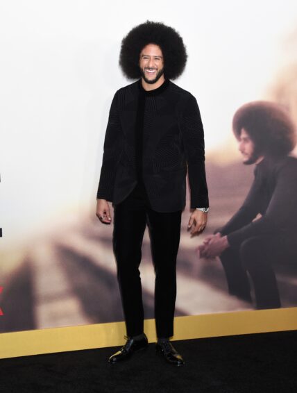 Colin Kaepernick at the Premiere of Colin in black and white