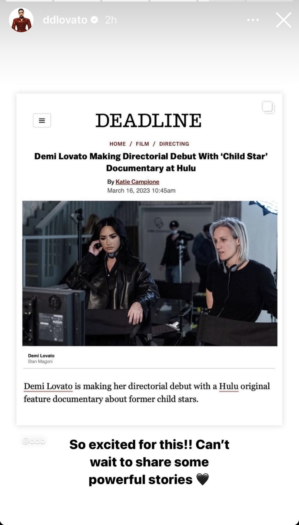 Demi Lovato gushes over directorial debut