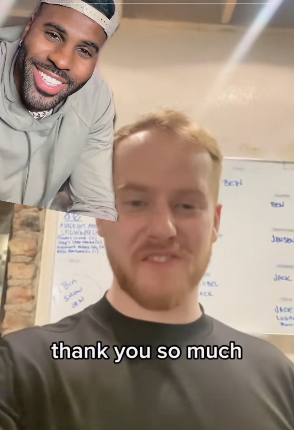 Jason Derulo reshared Jordan Schaffer's TikTok video