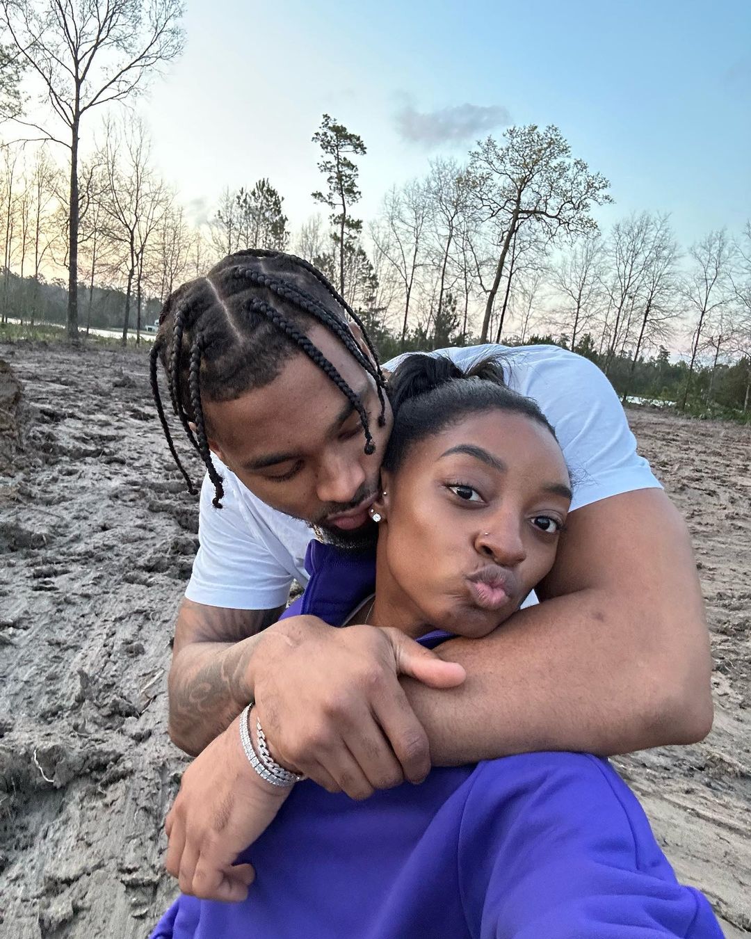 Simone Biles and fiance Jonathan Owens breaking ground