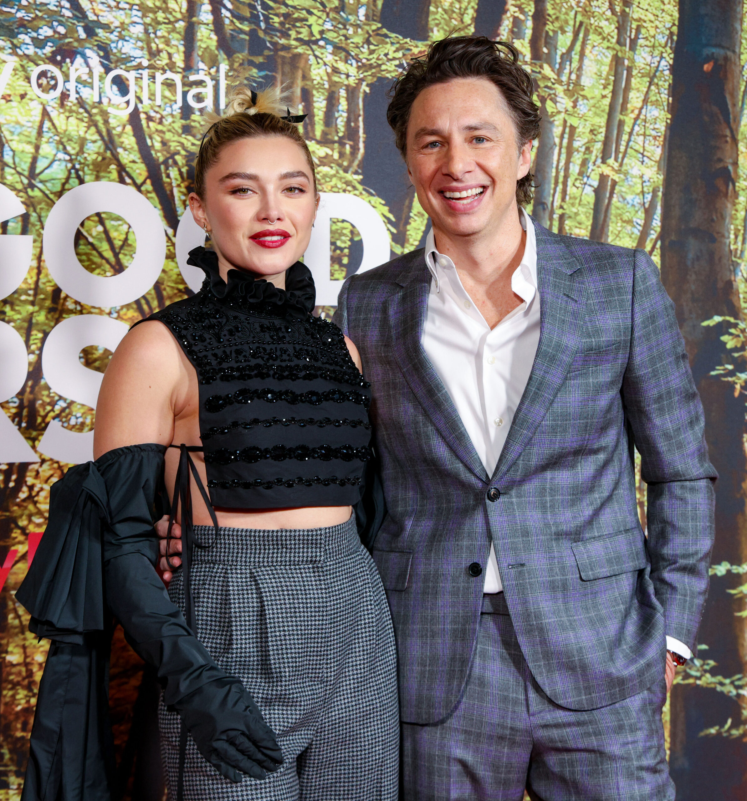 Zach Braff and Florence Pugh at Sky Original of 'A Good Person' Premiere at Ham Yard Hotel in London