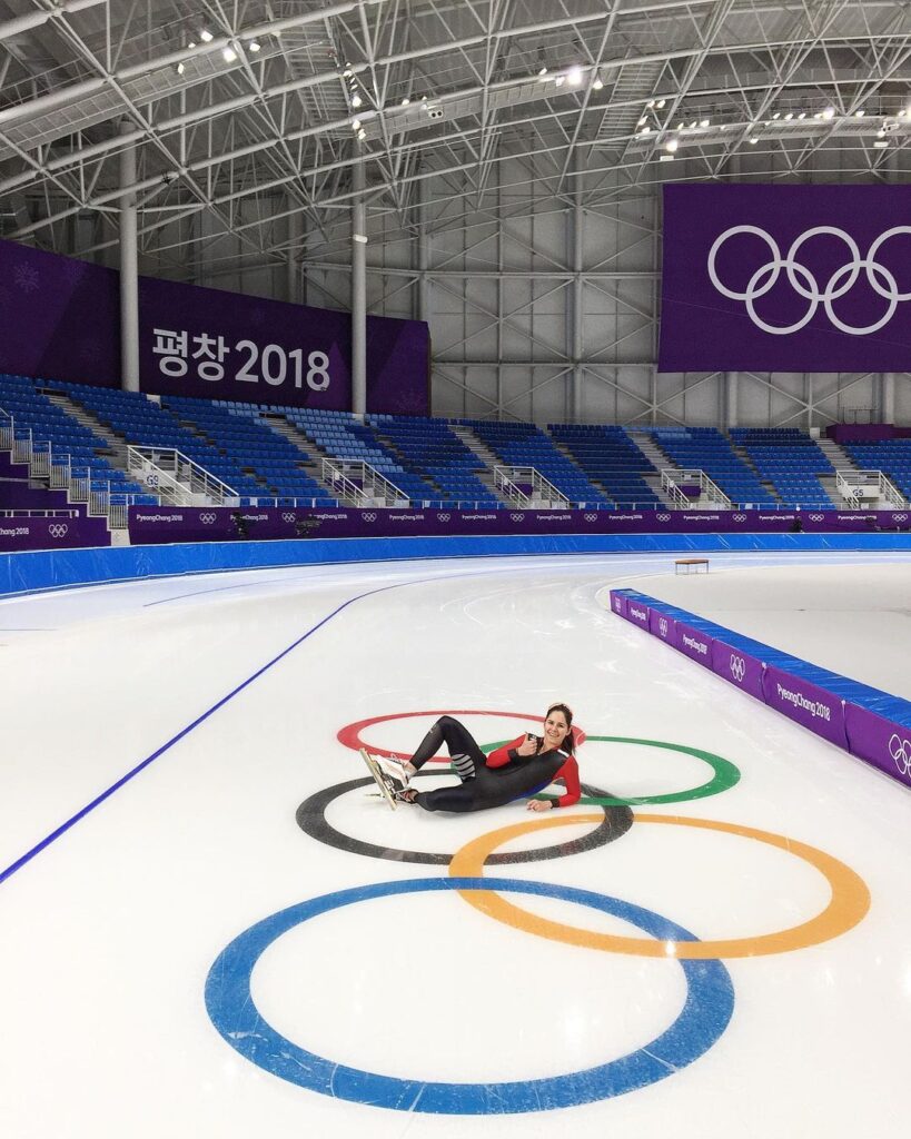 Alexandra Ianculescu posing on the ice rink.