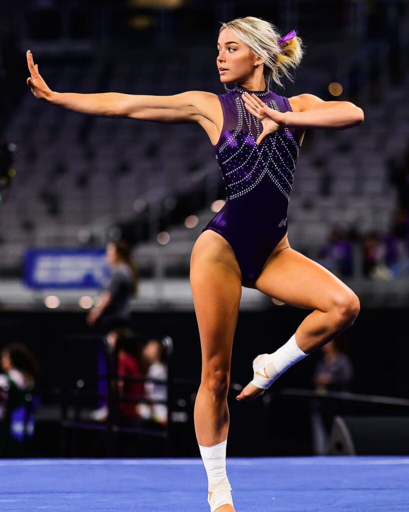 Olivia Dunne doing gymnastics.