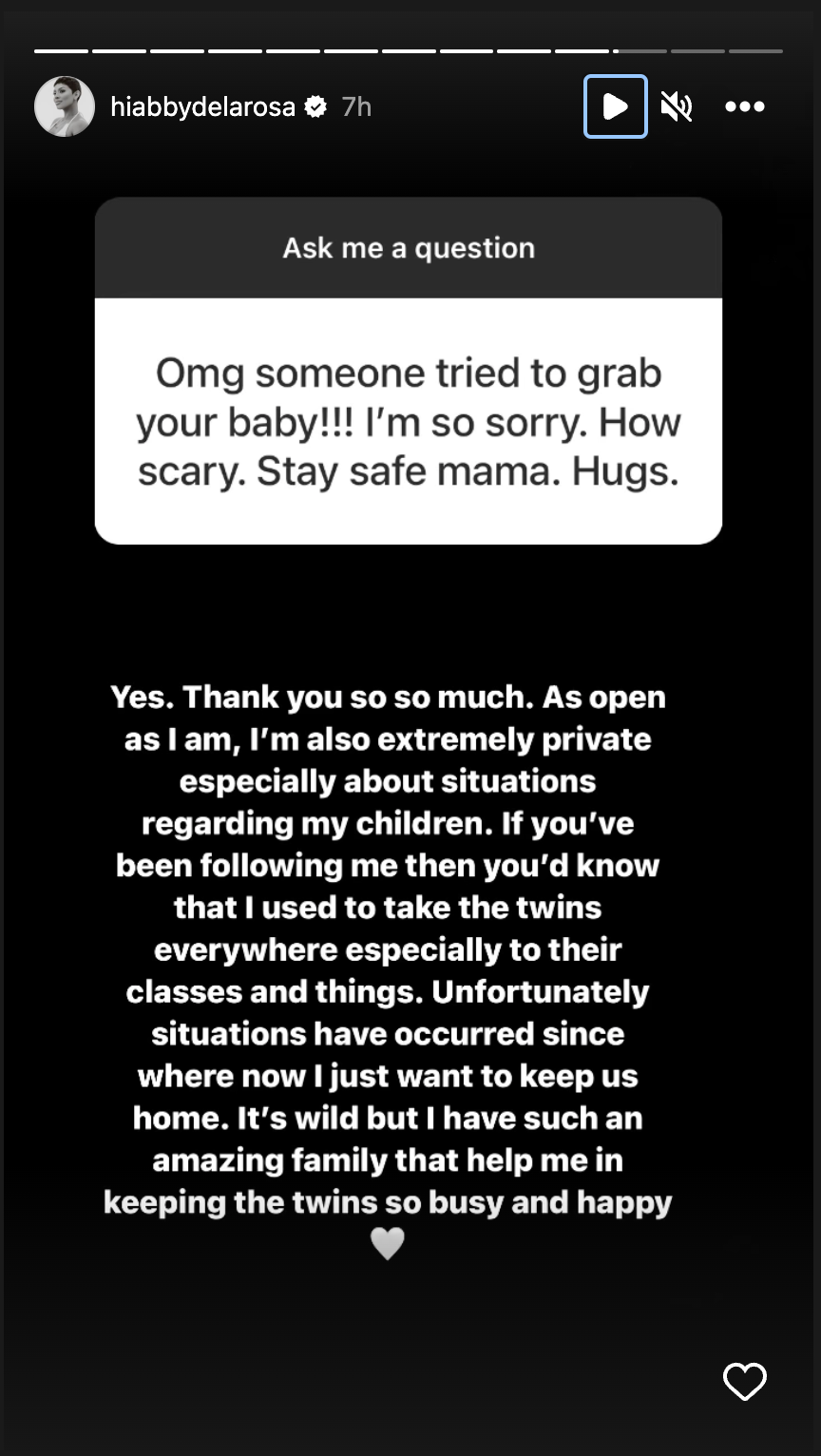 Abby de la Rosa recalls son being almost kidnapped