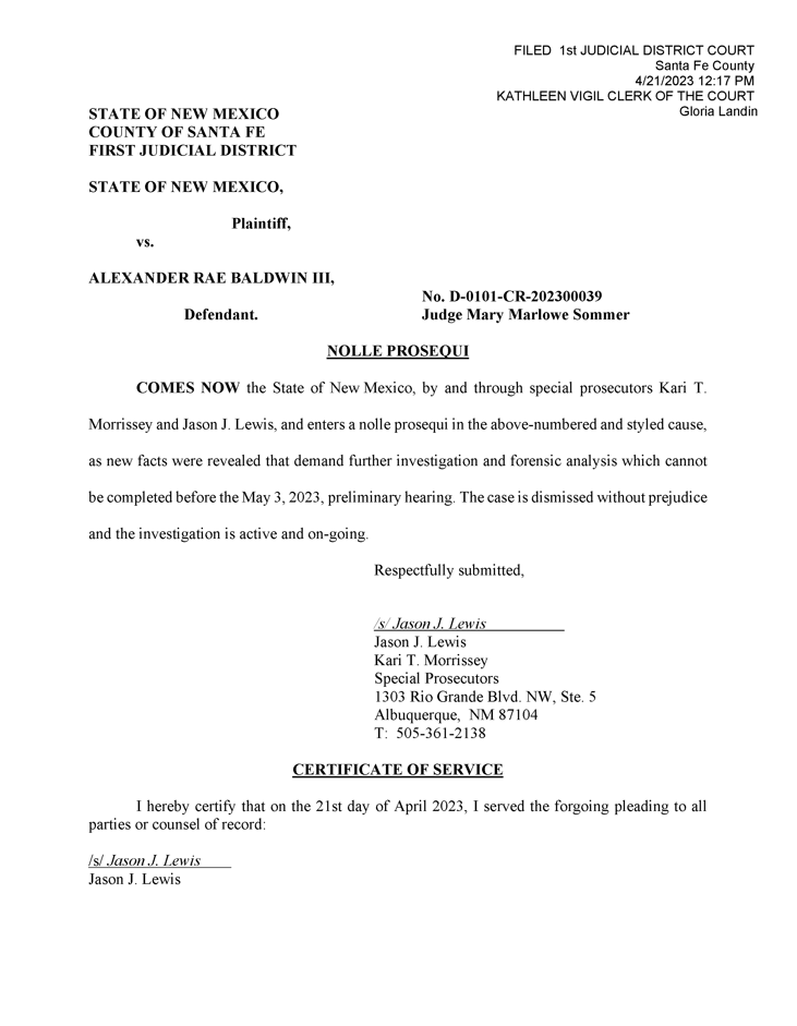 Alec Baldwin Charges Dismissed