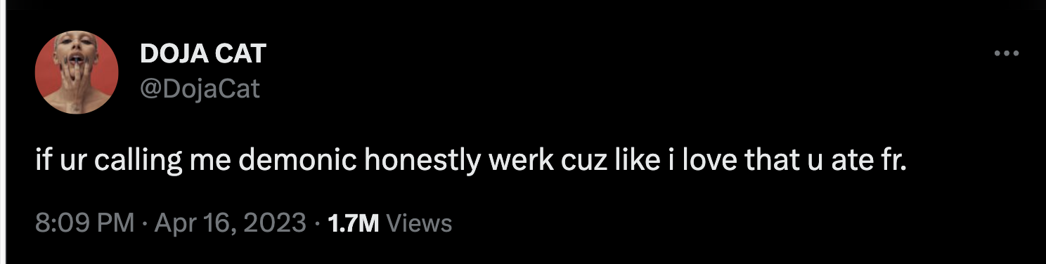 Doja Cat claps back at fans who call her new tattoo demonic