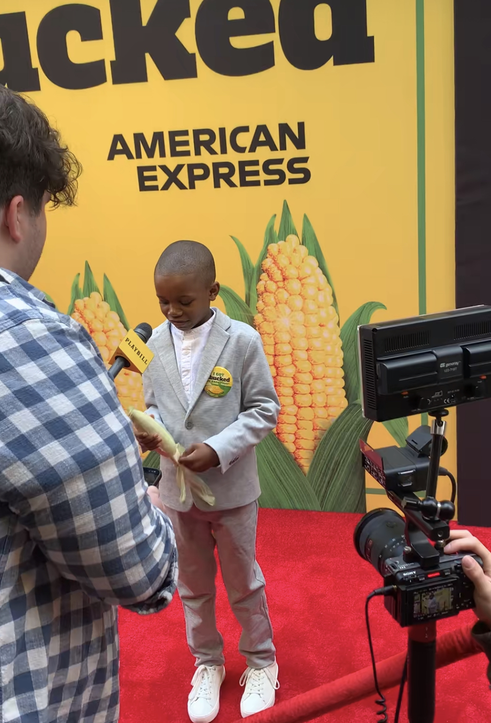 Tariq, Corn Kid, at Broadway premier of "Shucked"