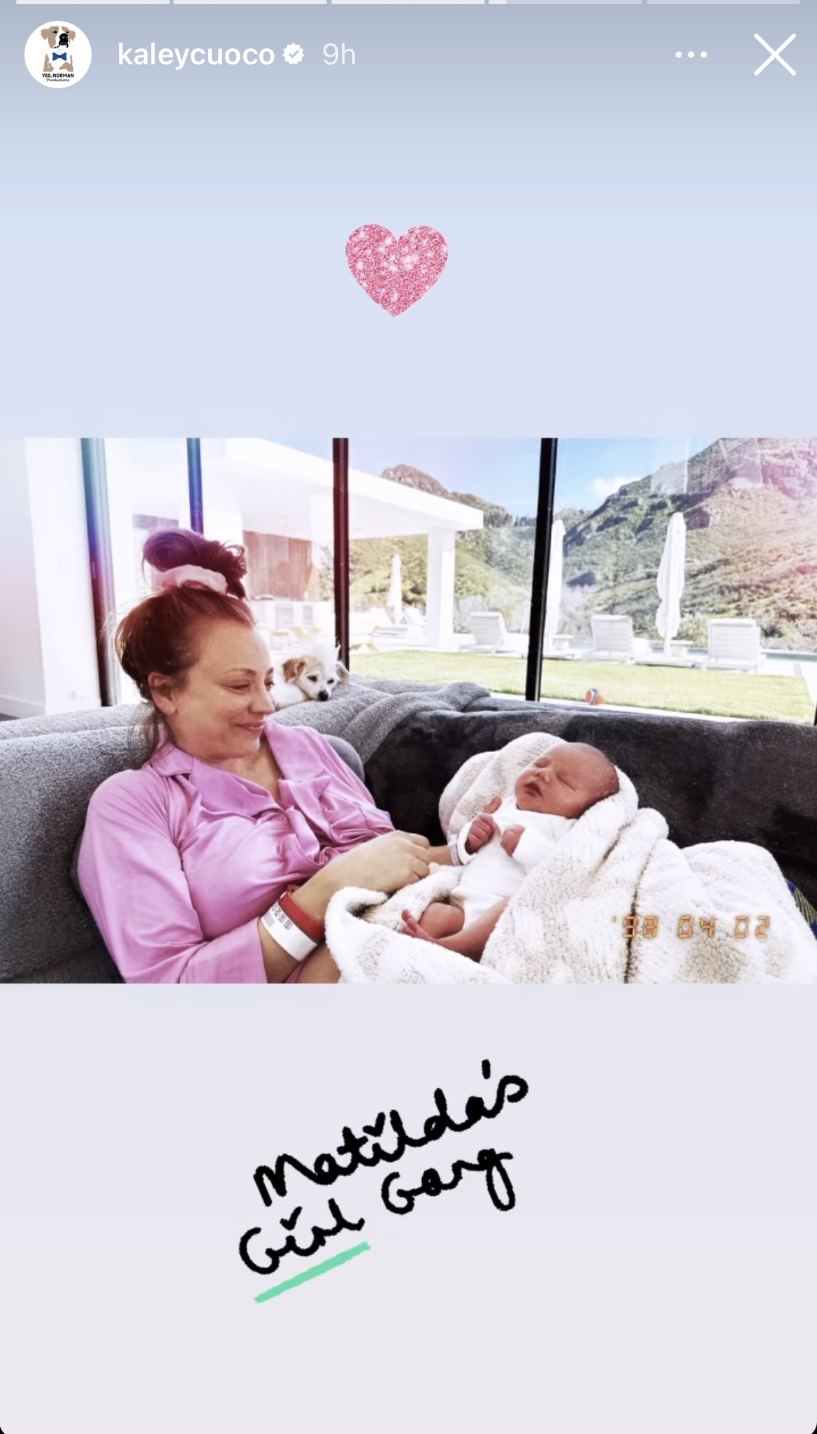 Kaley Cuoco gives glimpse at early motherhood