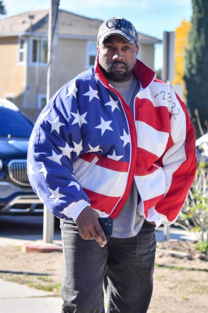 Kanye West heads to church wearing an American flag jacket