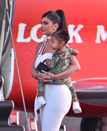 Kylie Jenner and Stormi Webster arriving to the Netflix' Premiere 'Travis Scott: Look Mom I Can Fly'