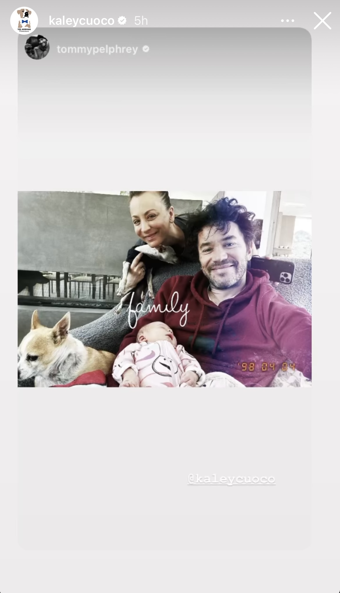 Kaley Cuoco and Tom Pelphrey flaunt new family